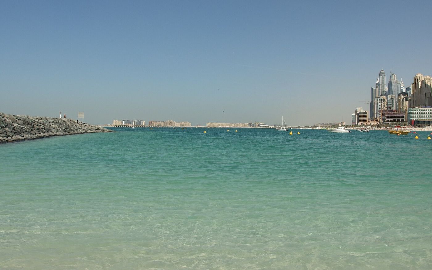 Beach and turquoise water at Jumeirah Beach Residence, Dubai Marina, UAE