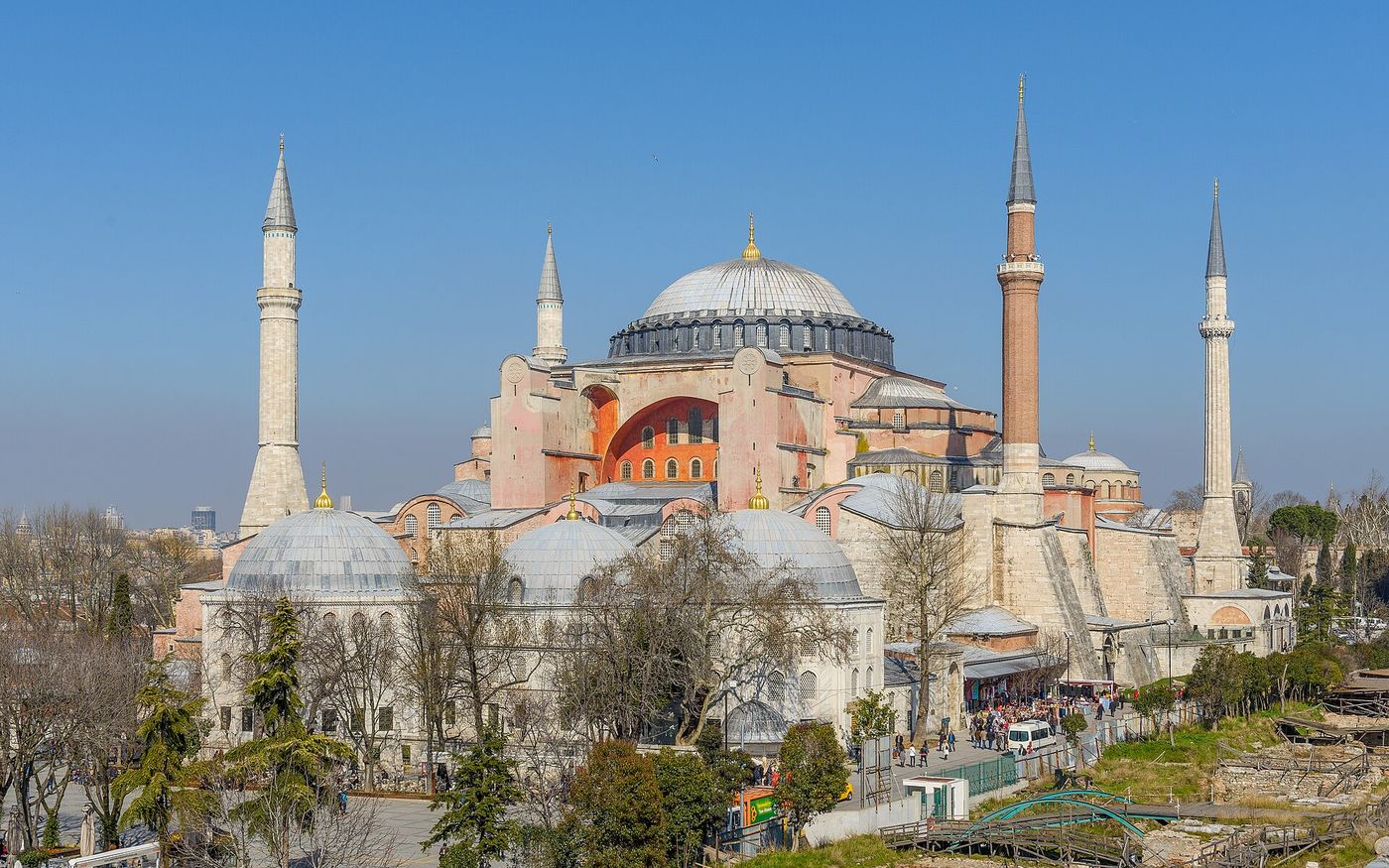 Hagia Sophia with its dome and minarets, Istanbul, Turkey