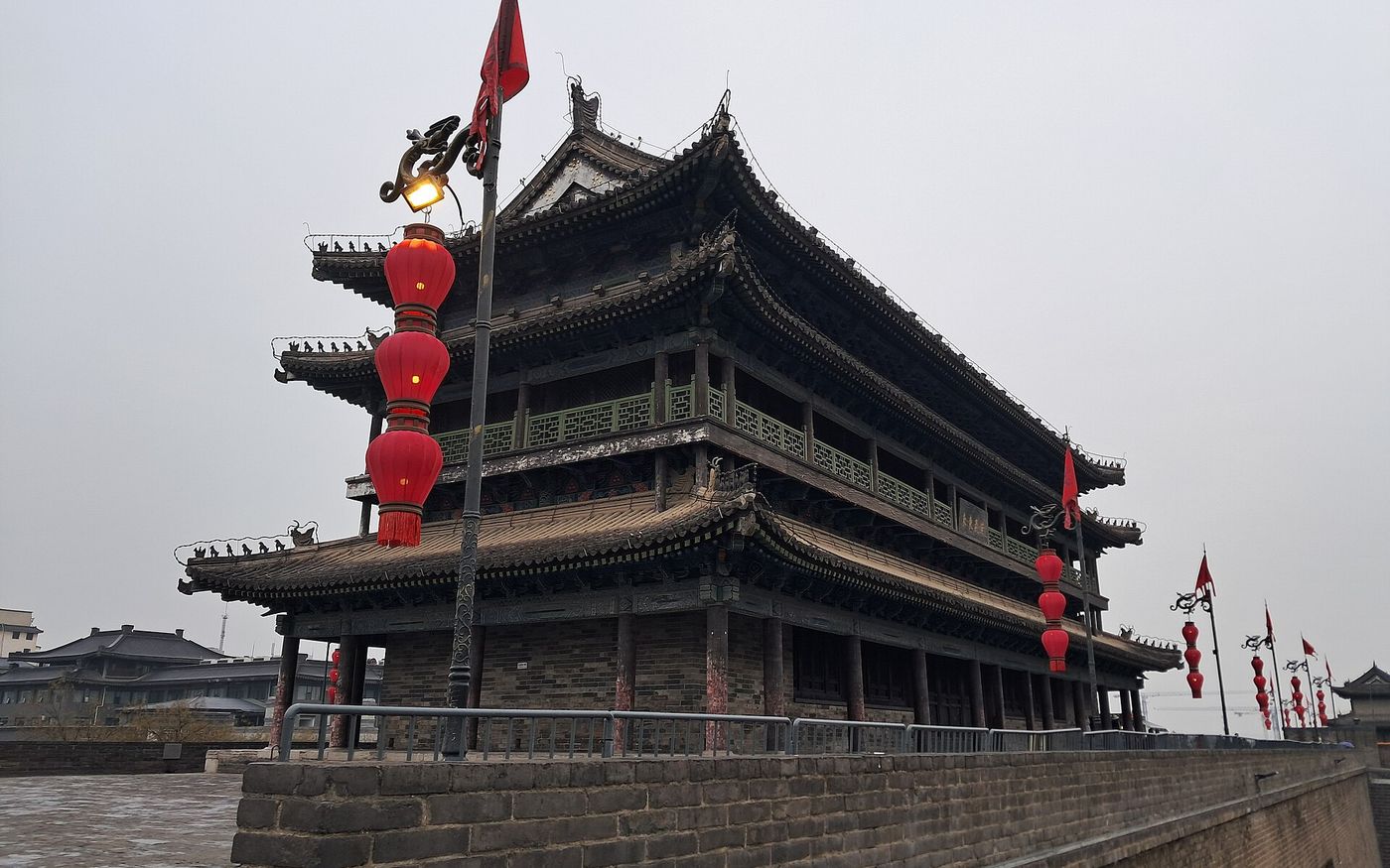 Gate tower on the ancient city wall of Xi'an, China